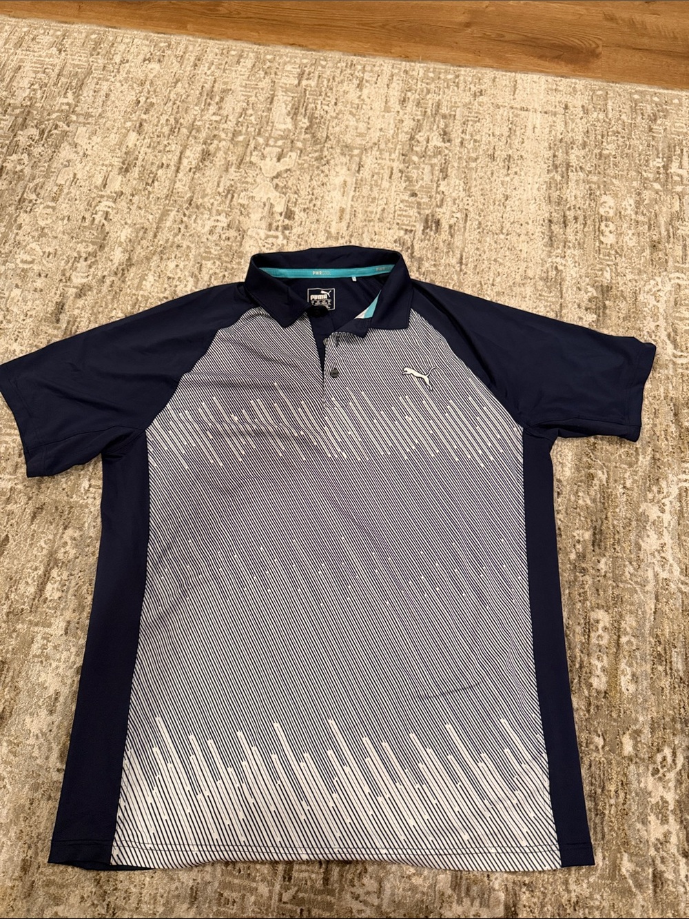 Puma Men’s Navy and White Graphic Polo